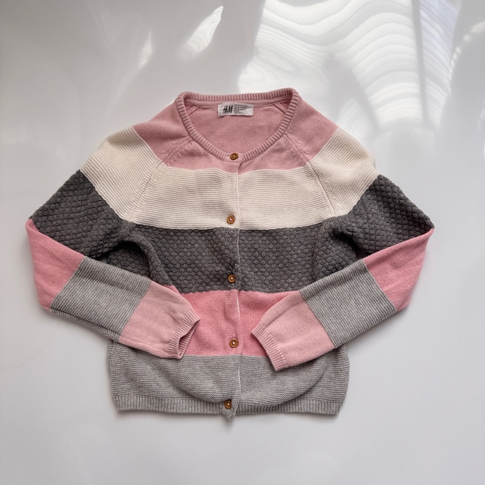 H&M Pink and Gray Cardigan Sweater